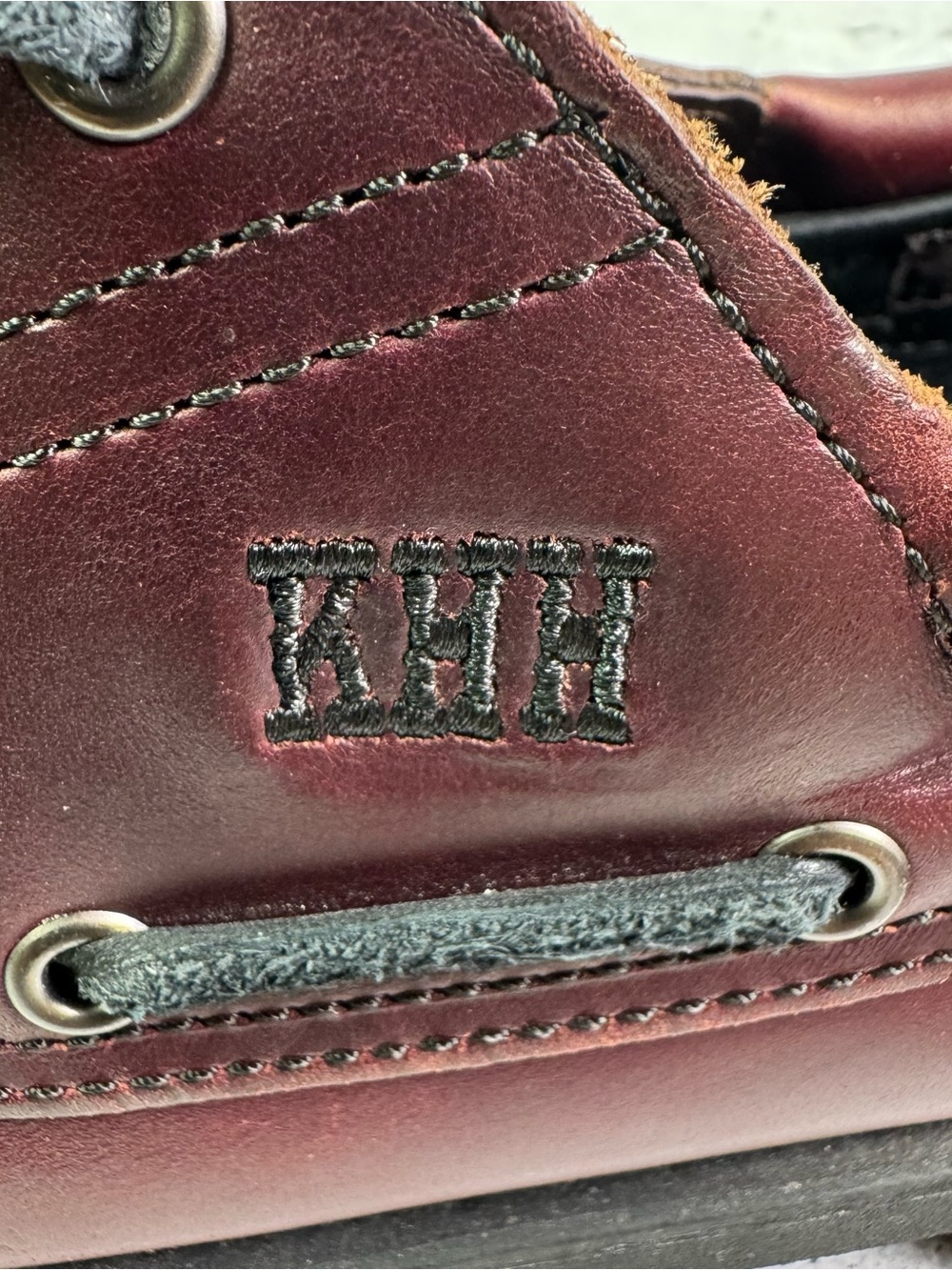 Timberland Custom 3-Eye Lug Handsewn Boat Shoes Burgundy Leather Men's 12 W/L - Picture 6 of 8